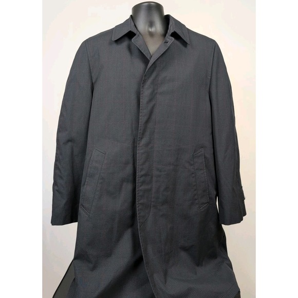 VTG London Fog Clipper Mill Plaid Placket Front Trench Coat 38R Alpaca Mohair - Picture 2 of 11